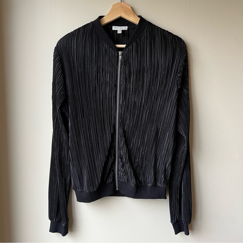 Pleated Black Bomber Jacket